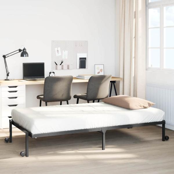 ARDEBO.de - Bettgestell ohne Matratze Klappbar Schwarz 107x203 cm Stahl