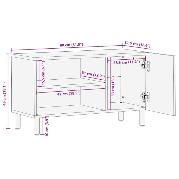 TV-Schrank Braun 80x31,5x46 cm Massivholz Mango