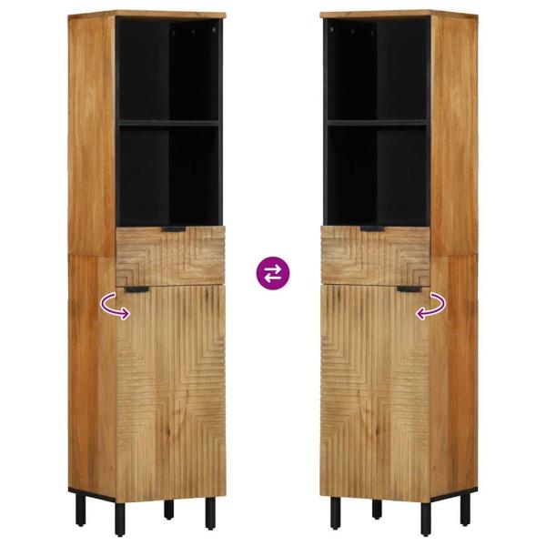 Badschrank Braun 38x33x160 cm Massivholz Mango