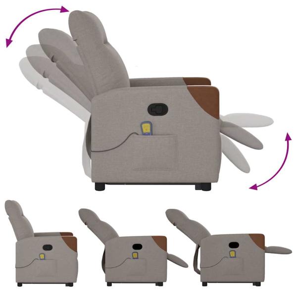 Massagesessel mit Aufstehhilfe Taupe Stoff