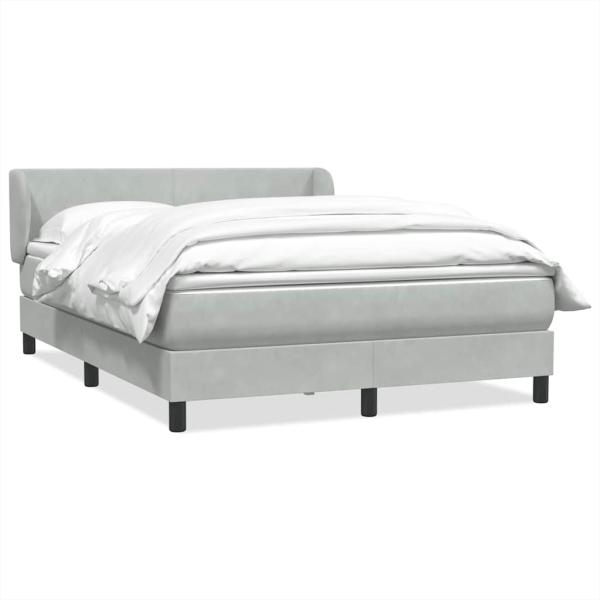 ARDEBO.de - Boxspringbett mit Matratze Hellgrau 140x210 cm Samt