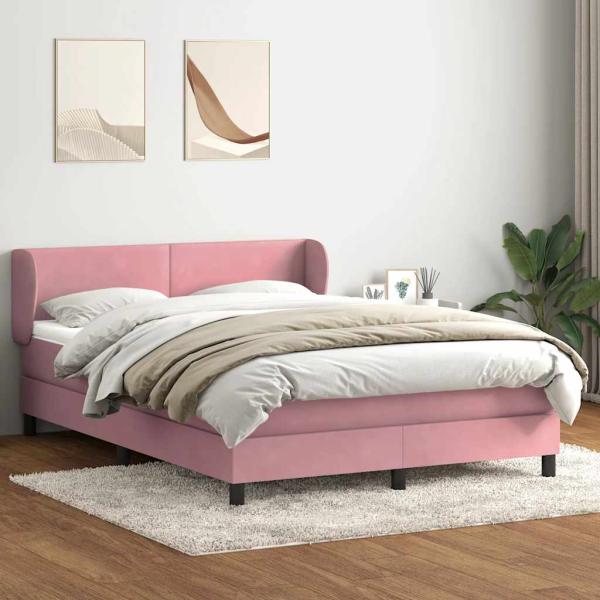 Boxspringbett mit Matratze Rosa 140x210 cm Samt