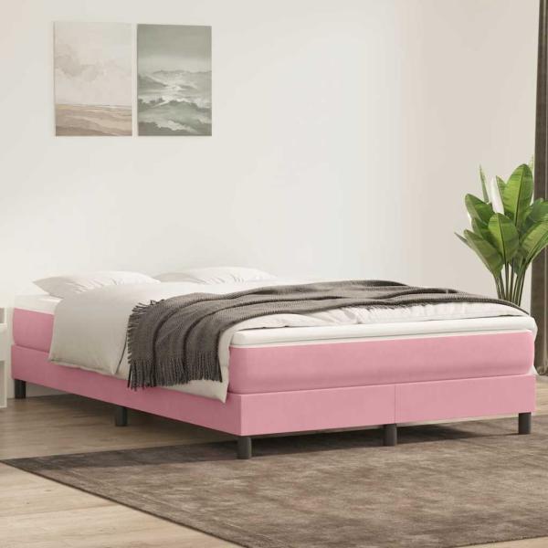 ARDEBO.de - Boxspringbett mit Matratze Rosa 140x210 cm Samt