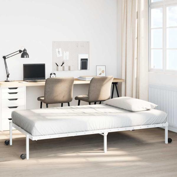 ARDEBO.de - Bettgestell ohne Matratze Klappbar Weiß 100x200 cm Stahl
