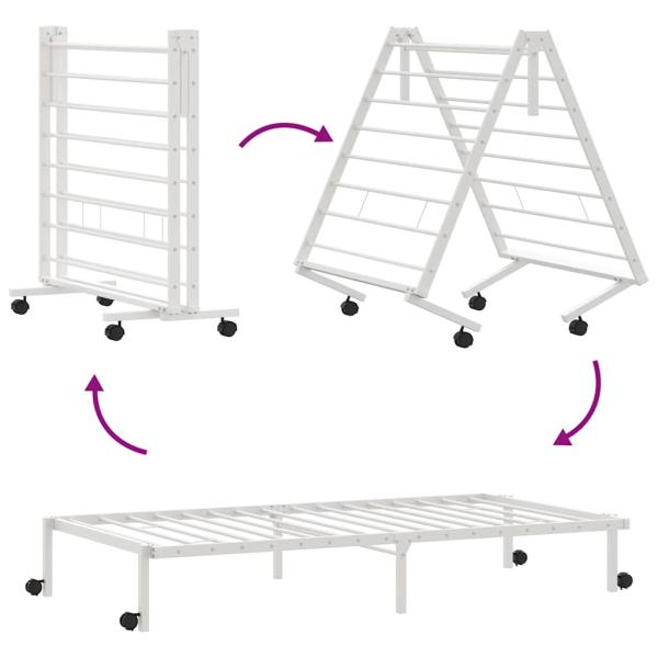 Bettgestell ohne Matratze Klappbar Weiß 100x200 cm Stahl