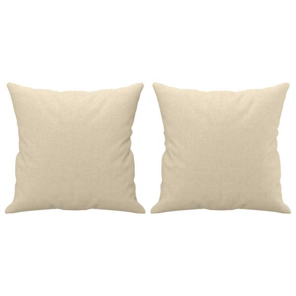 2-Sitzer-Sofa mit Zierkissen Creme 140 cm Stoff