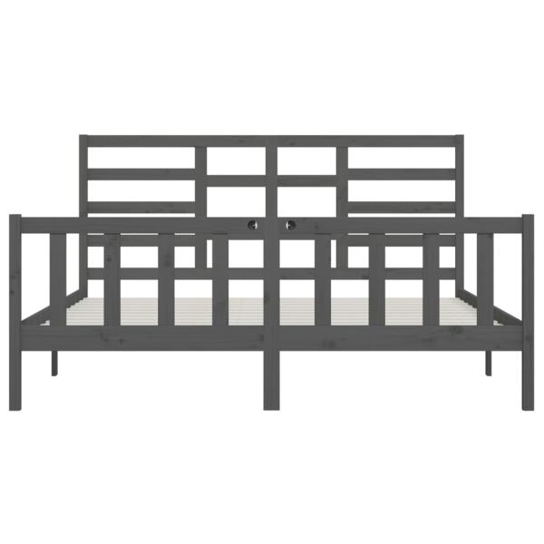 Massivholzbett Grau Kiefer 200x200 cm