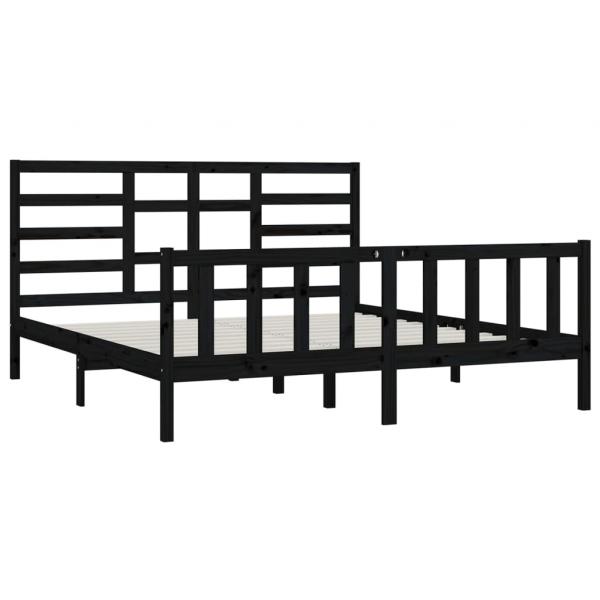 Massivholzbett Schwarz Kiefer 200x200 cm