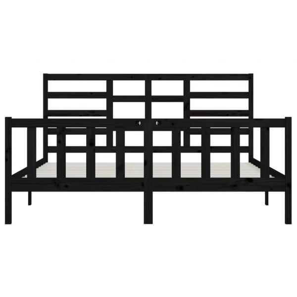 Massivholzbett Schwarz Kiefer 200x200 cm