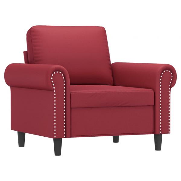 Sessel mit Hocker Weinrot 60 cm Kunstleder