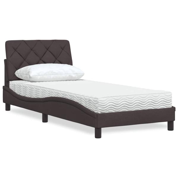 ARDEBO.de - Bett mit Matratze Dunkelbraun 90x200 cm Stoff