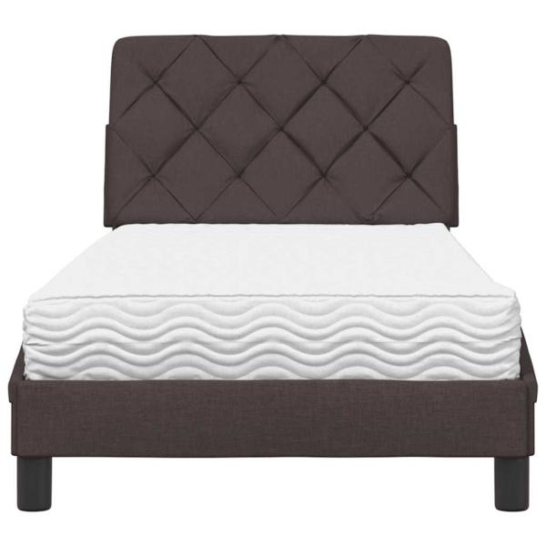 Bett mit Matratze Dunkelbraun 90x200 cm Stoff