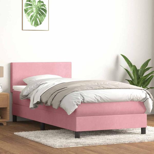 ARDEBO.de - Boxspringbett mit Matratze Rosa 90x210 cm Samt