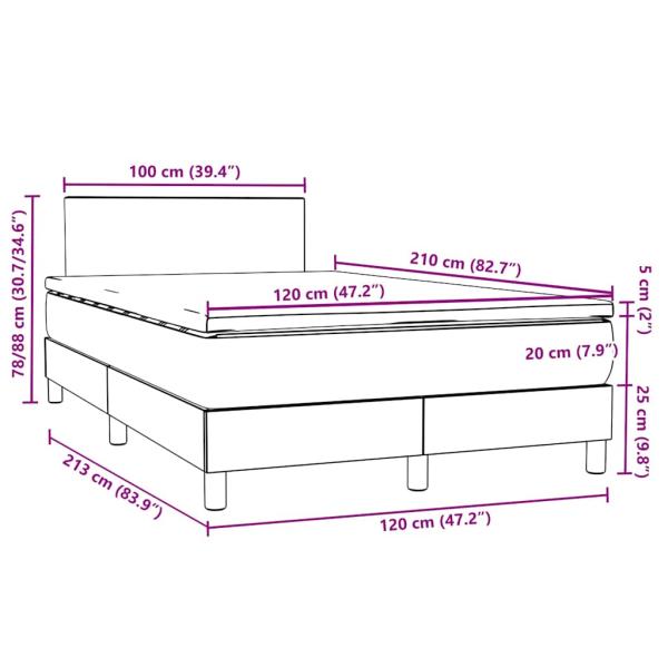 Boxspringbett mit Matratze Dunkelgrau 120x210 cm Samt