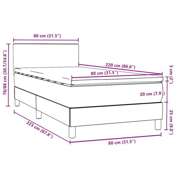 Boxspringbett mit Matratze Dunkelgrün 80x220 cm Samt