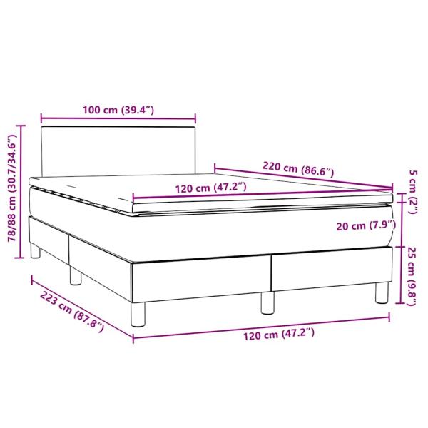 Boxspringbett mit Matratze Hellgrau 120x220 cm Samt