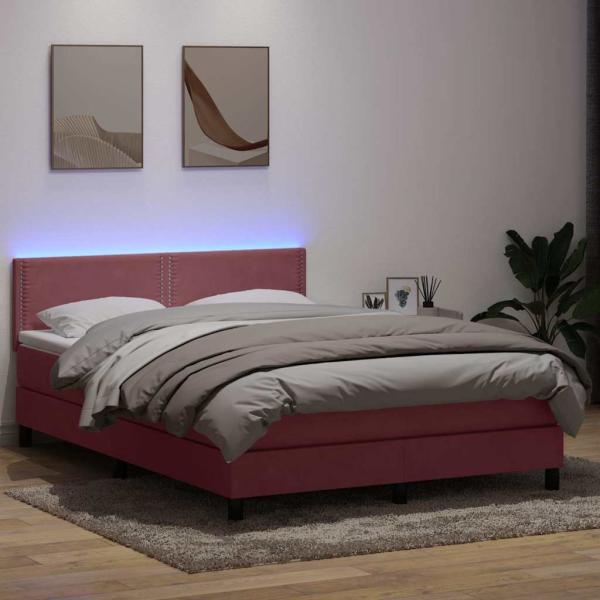 ARDEBO.de - Boxspringbett mit Matratze Rosa 160x220 cm Samt