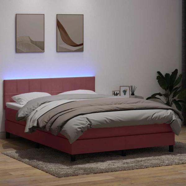 ARDEBO.de - Boxspringbett mit Matratze Rosa 160x210 cm Samt