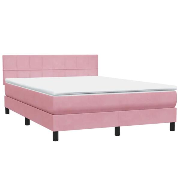 Boxspringbett mit Matratze Rosa 160x210 cm Samt