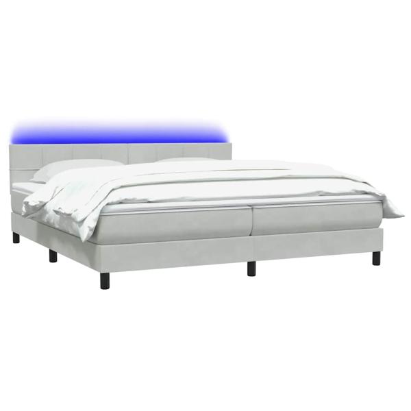 ARDEBO.de - Boxspringbett mit Matratze Hellgrau 180x220 cm Samt
