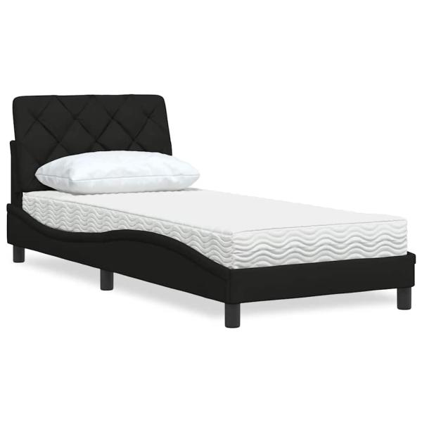 ARDEBO.de - Bett mit Matratze Schwarz 90x190 cm Stoff