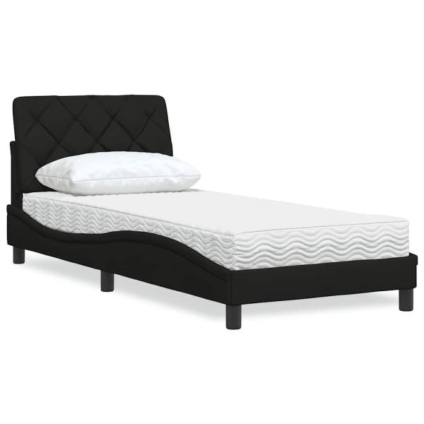 ARDEBO.de - Bett mit Matratze Schwarz 80x200 cm Stoff