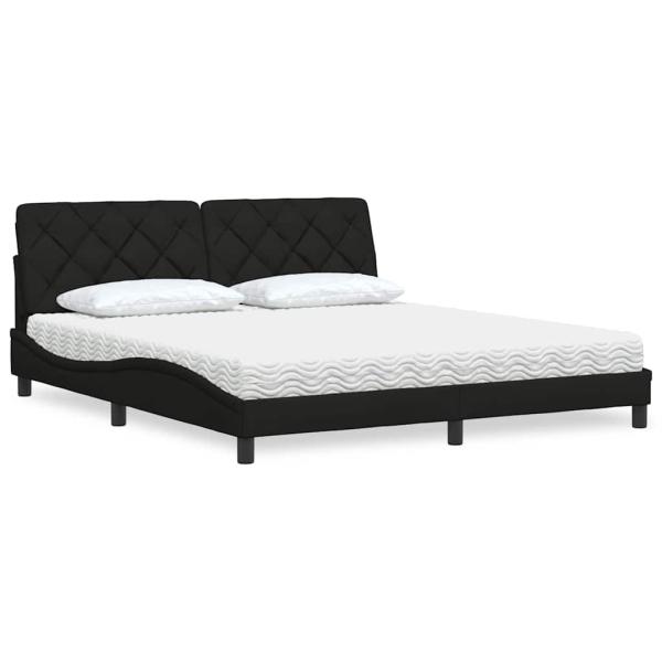 ARDEBO.de - Bett mit Matratze Schwarz 180x200 cm Stoff
