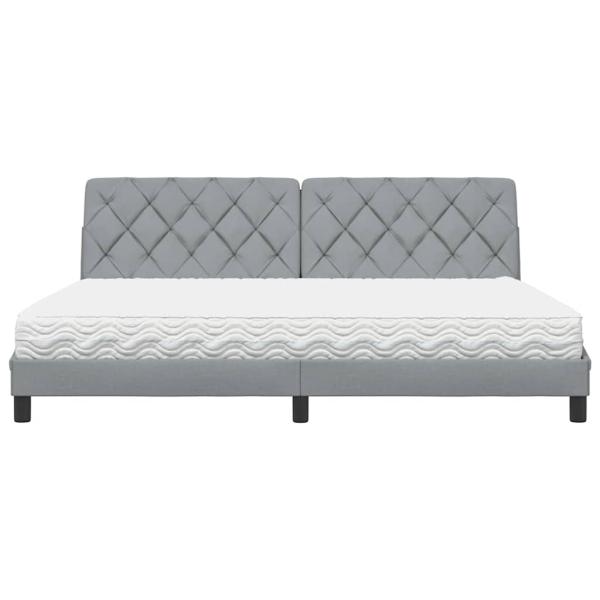 Bett mit Matratze Hellgrau 200x200 cm Stoff