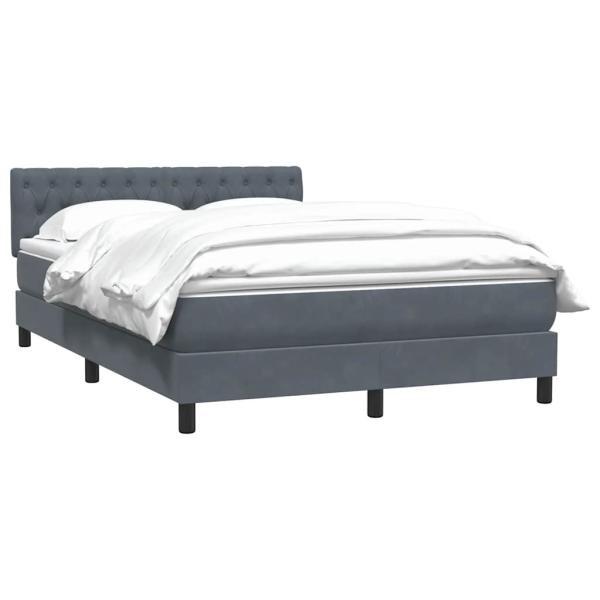 Boxspringbett mit Matratze Dunkelgrau 140x210 cm Samt