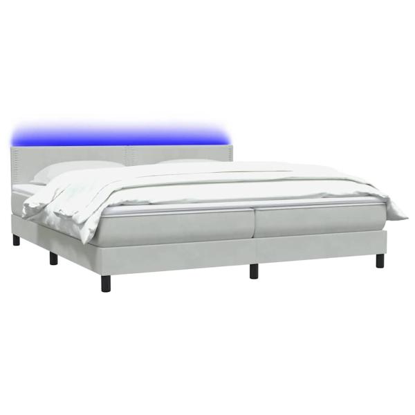 Boxspringbett mit Matratze Hellgrau 180x220 cm Samt