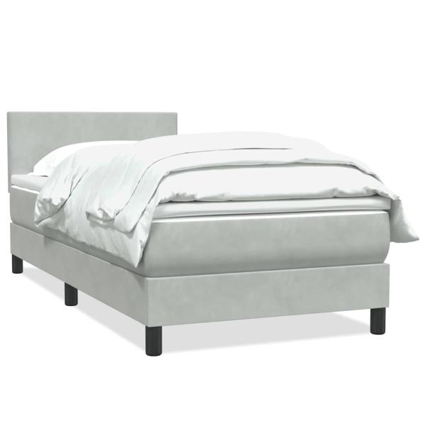 Boxspringbett mit Matratze Hellgrau 90x210 cm Samt