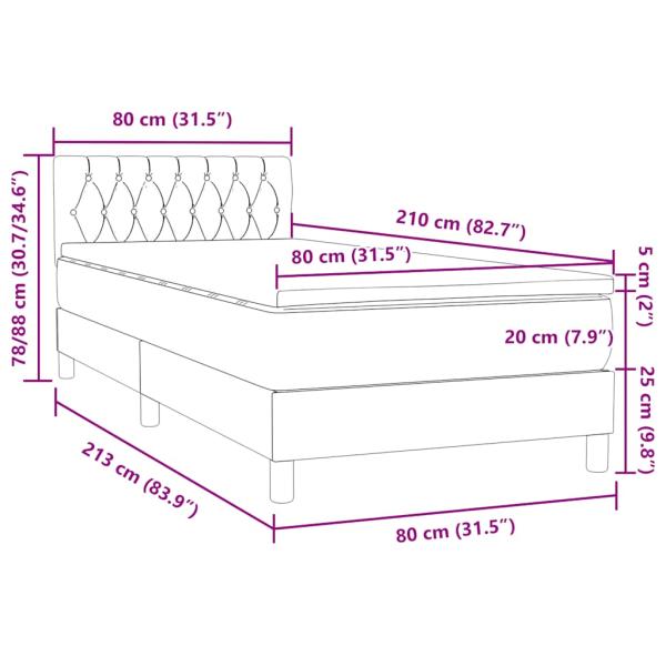 Boxspringbett mit Matratze Dunkelblau 80x210 cm Samt