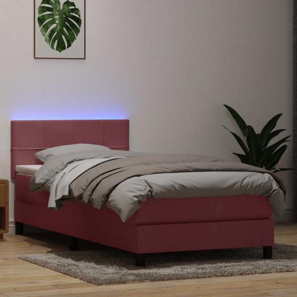 ARDEBO.de - Boxspringbett mit Matratze Rosa 90x210 cm Samt