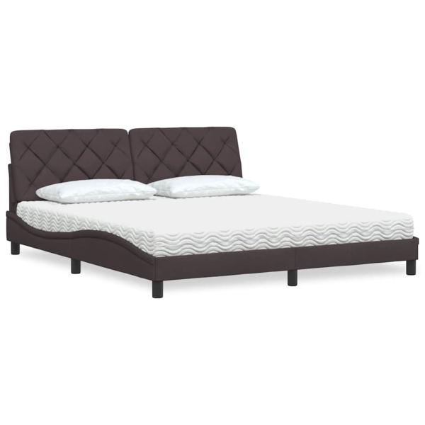 ARDEBO.de - Bett mit Matratze Dunkelbraun 180x200 cm Stoff