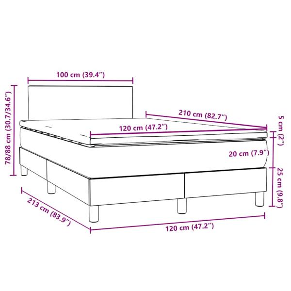 Boxspringbett mit Matratze Dunkelblau 120x210 cm Samt