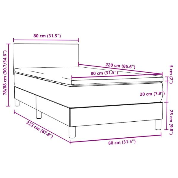 Boxspringbett mit Matratze Schwarz 80x220 cm Samt