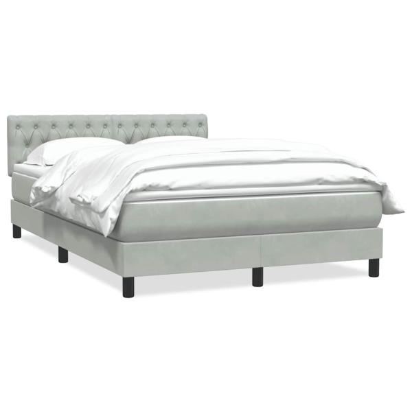 Boxspringbett mit Matratze Hellgrau 140x210 cm Samt