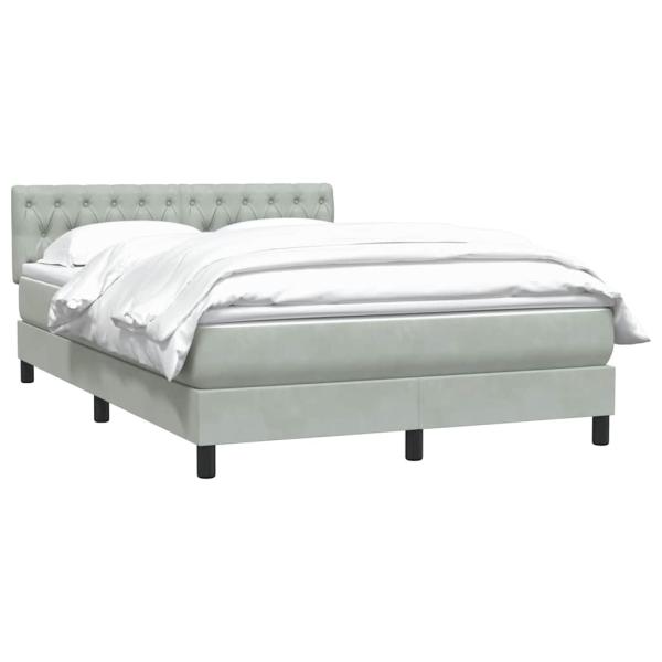 Boxspringbett mit Matratze Hellgrau 140x210 cm Samt
