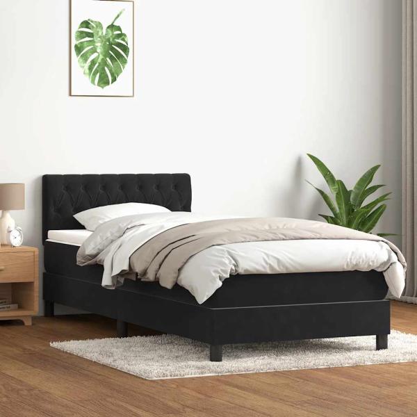 ARDEBO.de - Boxspringbett mit Matratze Schwarz 90x210 cm Samt