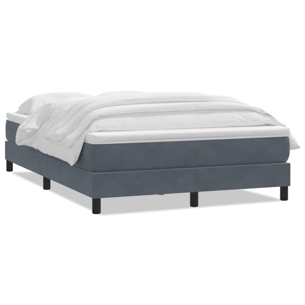 Boxspringbett mit Matratze Dunkelgrau 140x220 cm Samt