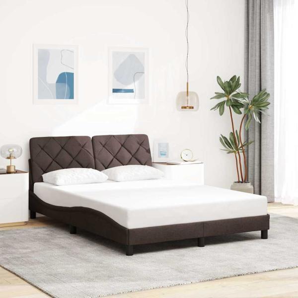 ARDEBO.de - Bettgestell ohne Matratze Dunkelbraun 140x200 cm Stoff
