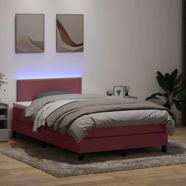 ARDEBO.de - Boxspringbett mit Matratze Rosa 120x220 cm Samt
