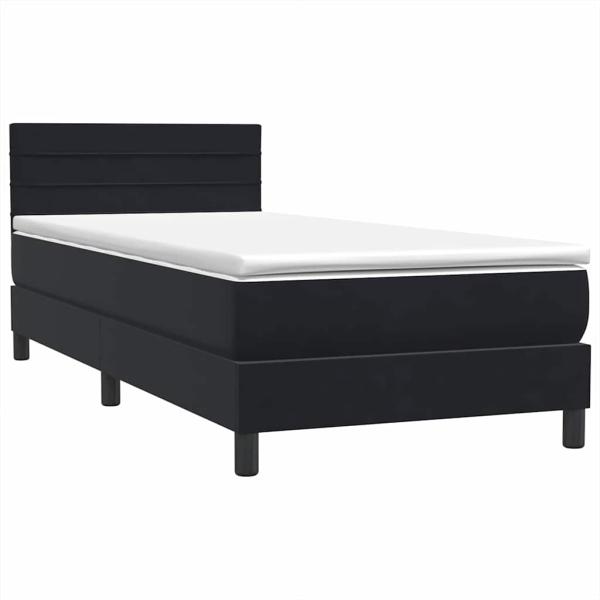 Boxspringbett mit Matratze Schwarz 90x210 cm Samt