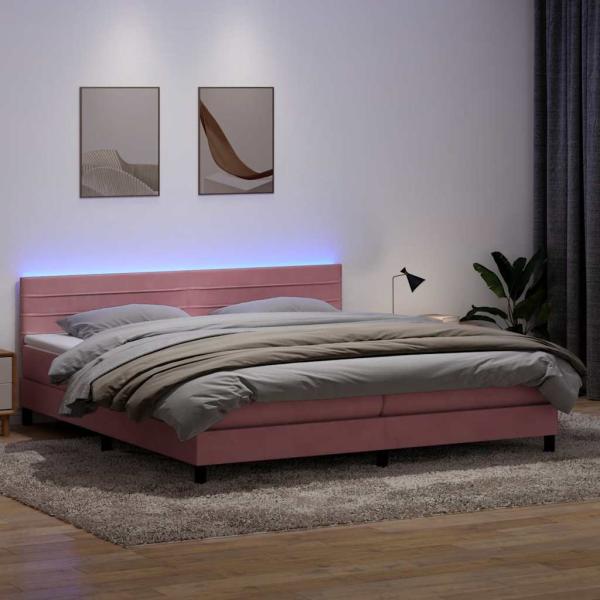 ARDEBO.de - Boxspringbett mit Matratze Rosa 180x210 cm Samt