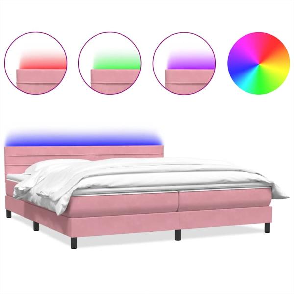 Boxspringbett mit Matratze Rosa 180x210 cm Samt