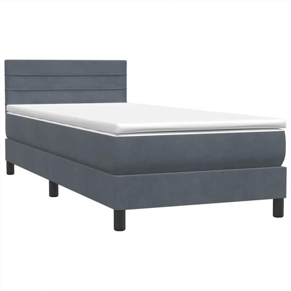 Boxspringbett mit Matratze Dunkelgrau 90x220 cm Samt