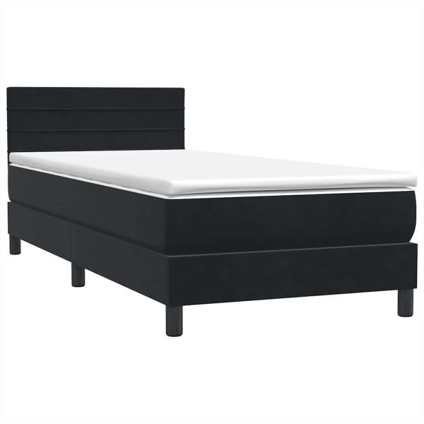 Boxspringbett mit Matratze Schwarz 80x220 cm Samt