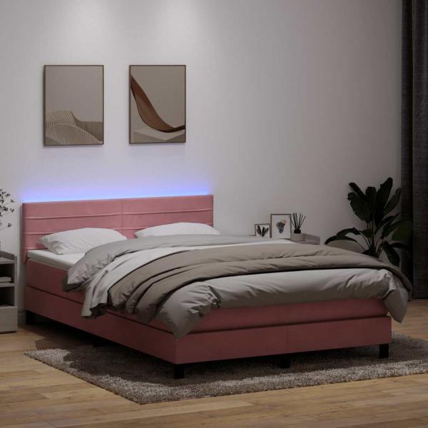 ARDEBO.de - Boxspringbett mit Matratze Rosa 140x210 cm Samt