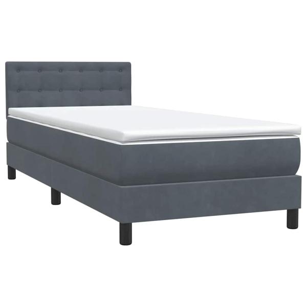Boxspringbett mit Matratze Dunkelgrau 80x210 cm Samt