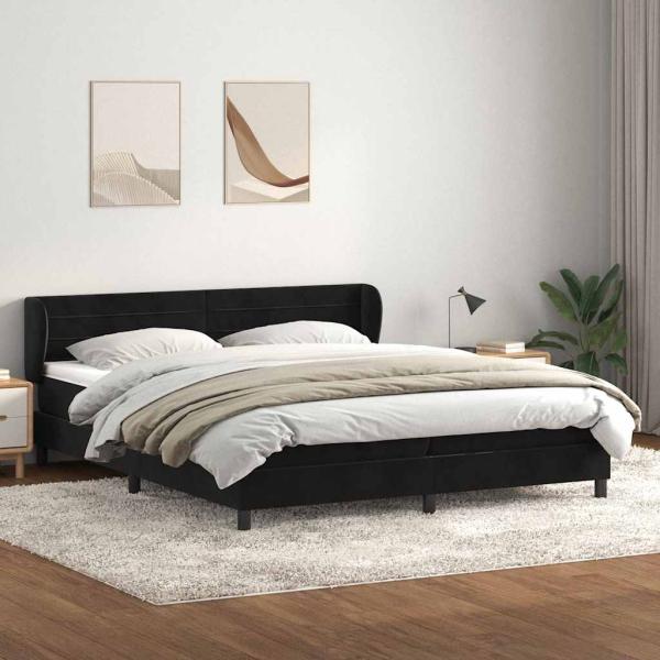 ARDEBO.de - Boxspringbett mit Matratzen Schwarz 180x220 cm Samt
